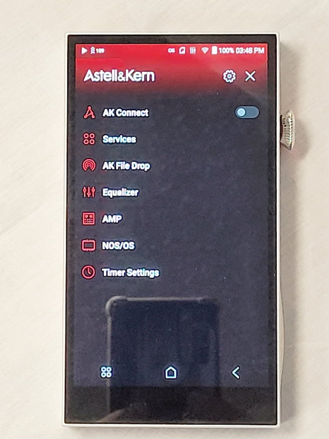 Astell&Kern SE300 DAP User Interface Screen