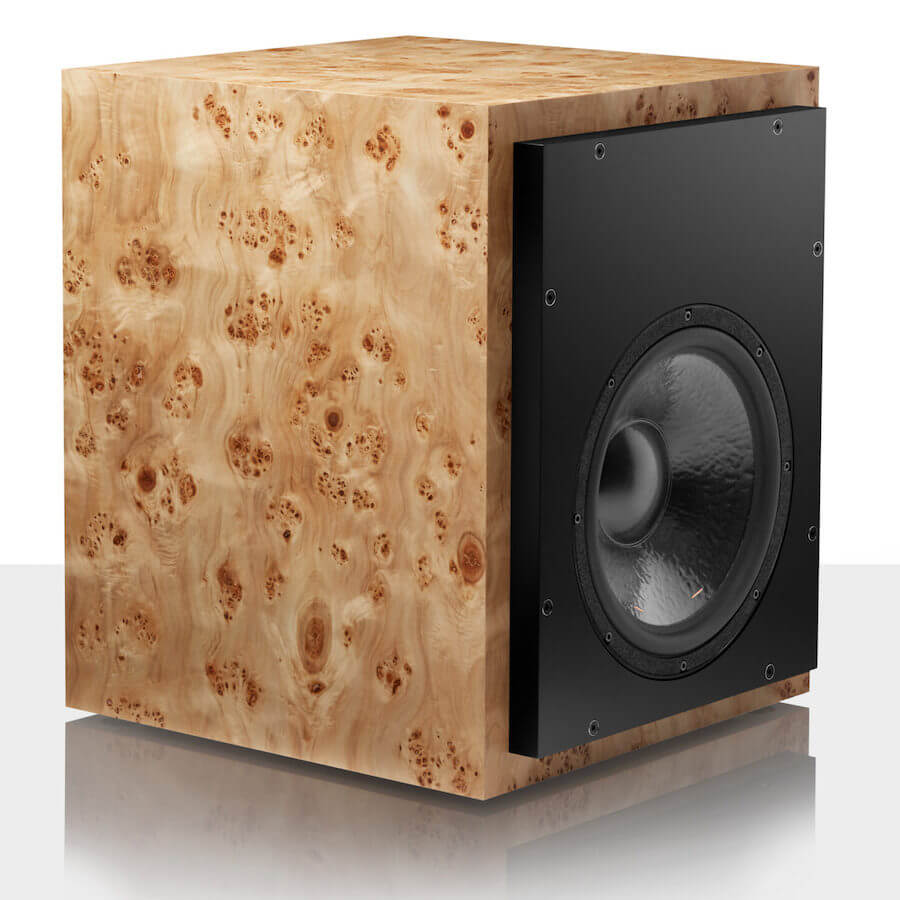 ATC C4 Sub Mk2 Subwoofer without grille in burr poplar finish