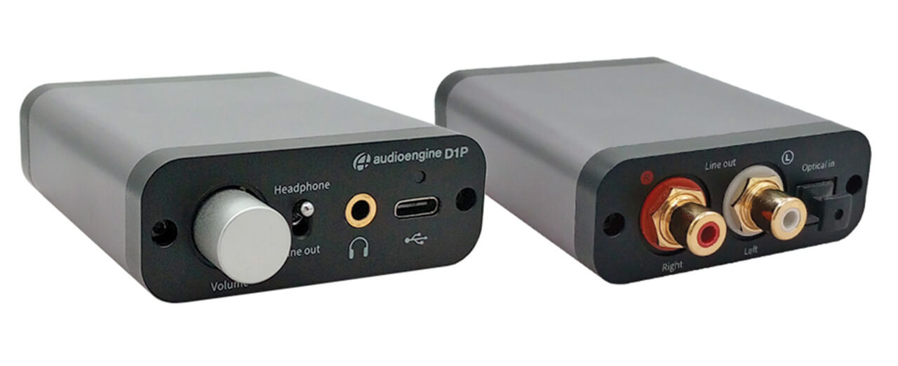 Audioengine D1P Headphone Amp DAC - Front and Back Angle