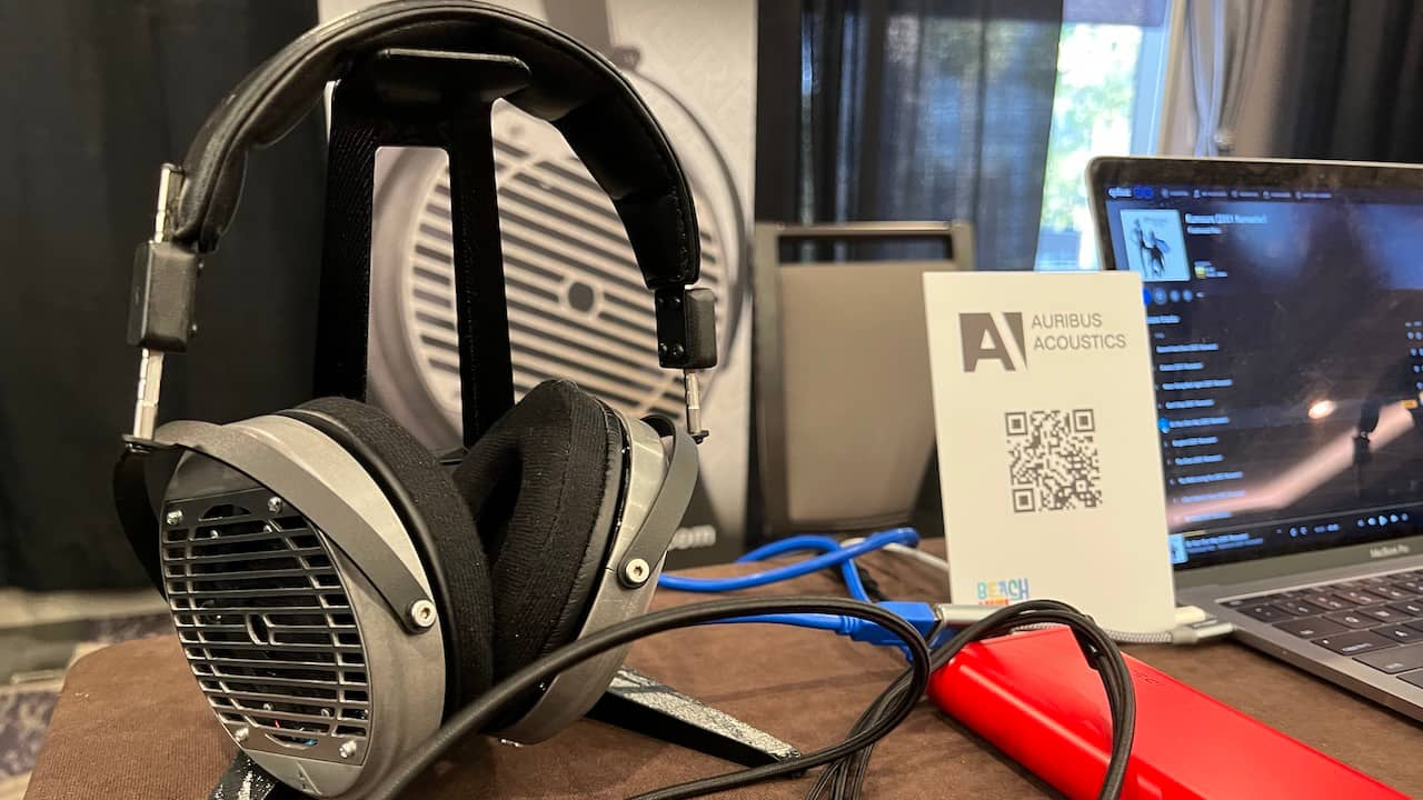 Auribus Acoustics Mt. Everest Open-back Headphones in booth at T.H.E. Headphonium