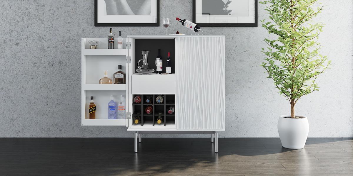 BDI Tanami Bar 7120 in Smooth Satin White open