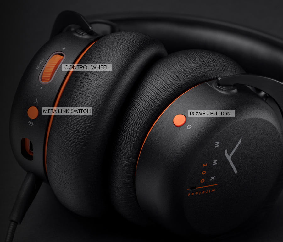 Beyerdynamic MMX 200 Wireless Gaming Headphone controls labeled in Black