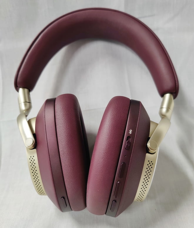 Bowers & Wilkins Px8 Royal Burgundy Headphones Back and Button Controls