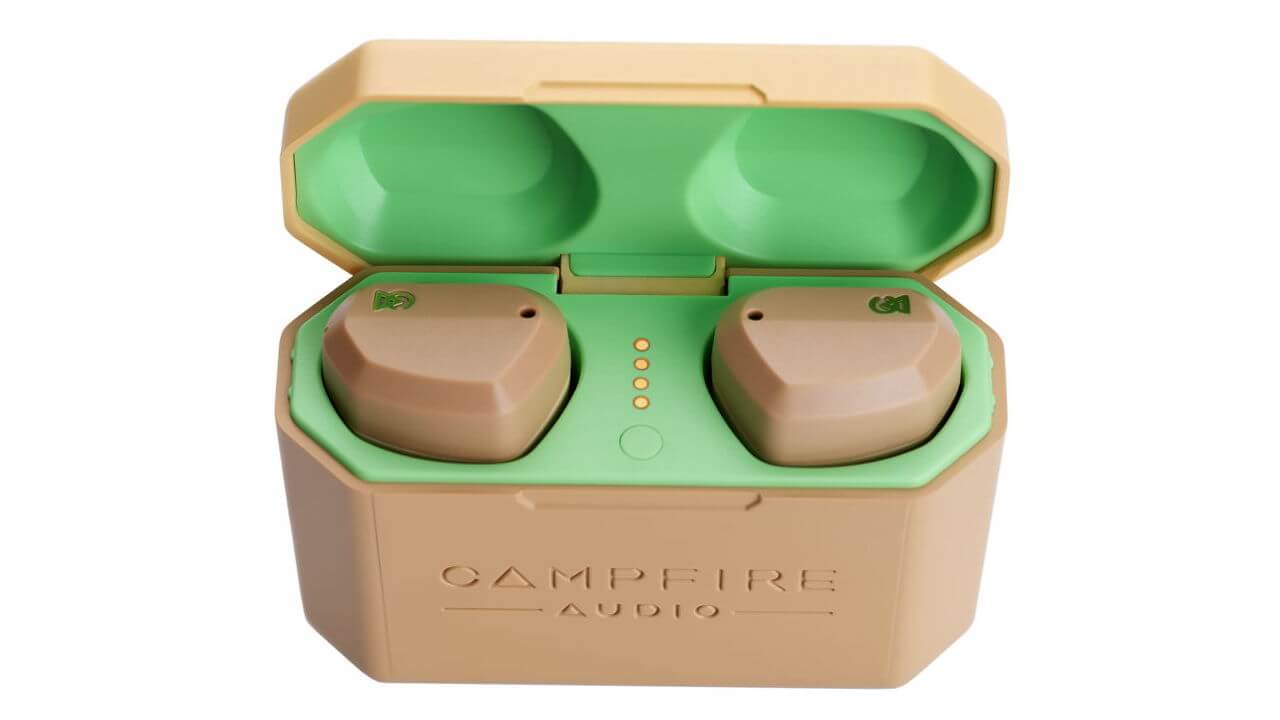 Campfire Audio Orbit Wireless Earphones inside Charging Case