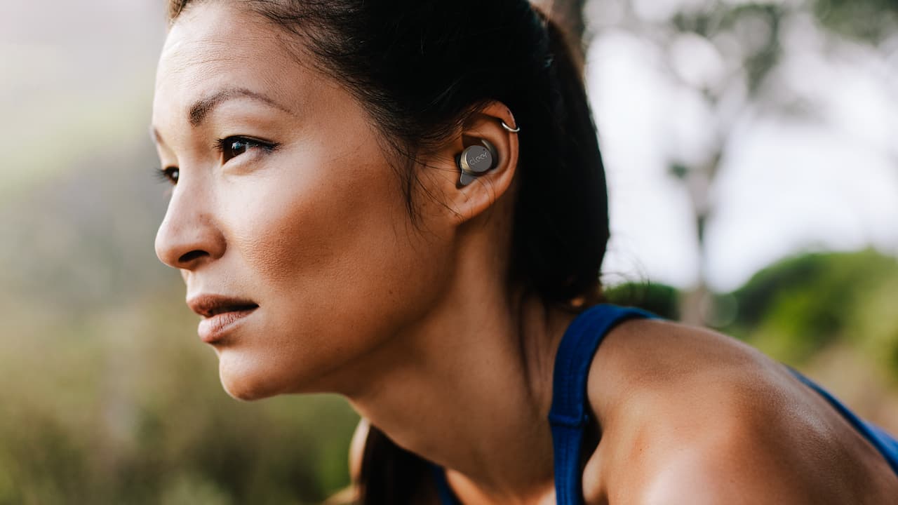 Cleer Audio Roam Sport Wireless ANC Earbuds Woman Workout