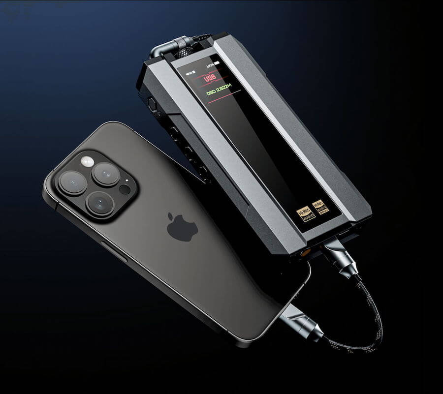 FiiO Q15 connectives to iPhone 15 Black