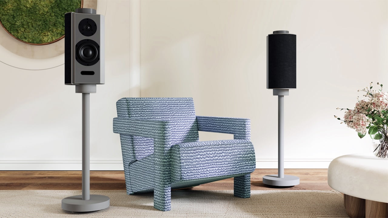 Goldmund Pulp Wireless Speakers on Stands Lifestyle