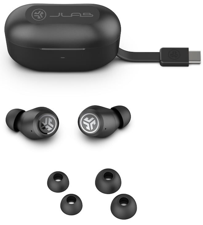 JLab JBuds ANC 3 earebuds with charging case and tips