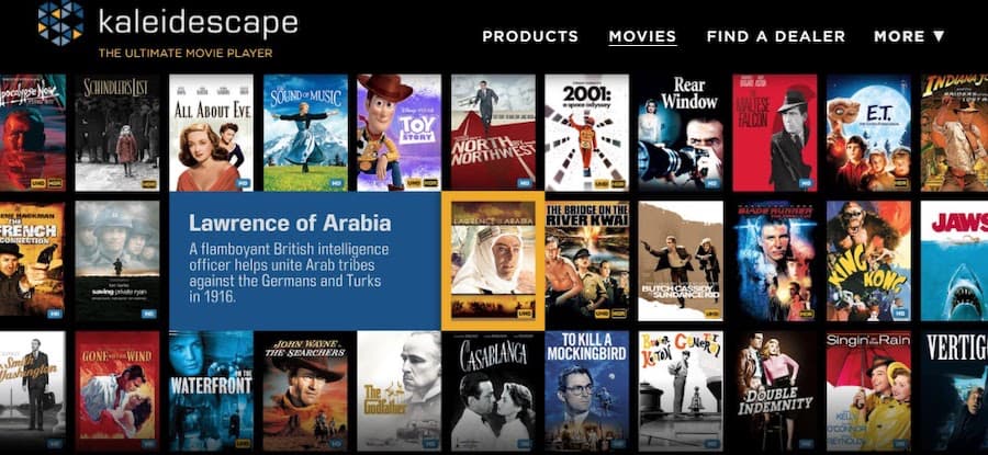 Kaleidescape Movie Select Screen