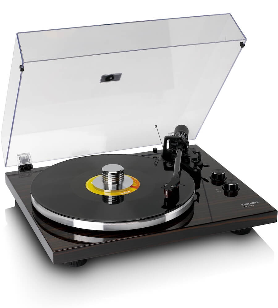 Lenco LBT-345WA Turntable Angle with Lid Open