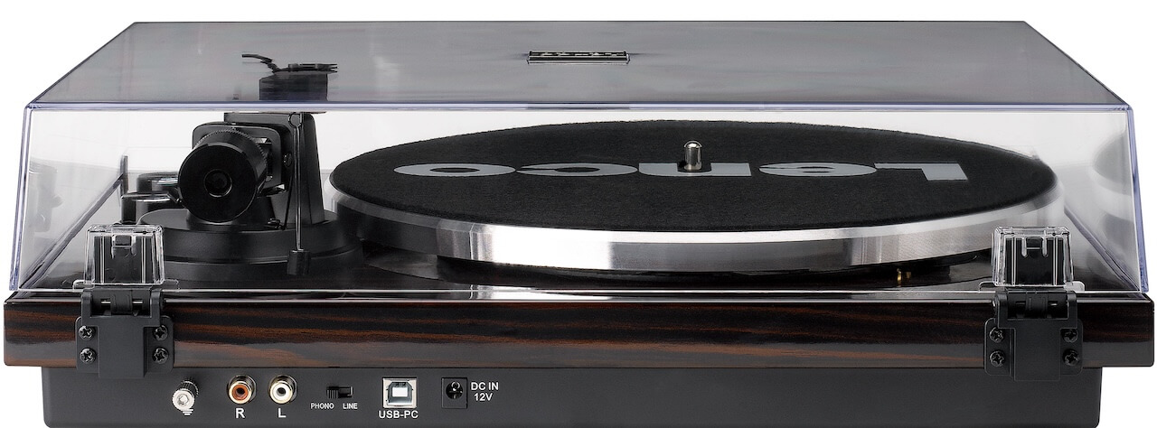 Lenco LBT-345WA Turntable Rear with Lid Closed