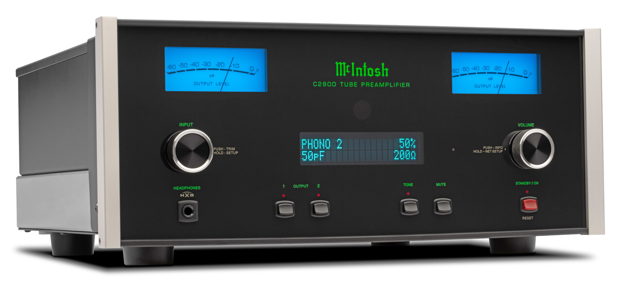 McIntosh C2800 Vacuum Tube Preamp Front Angle