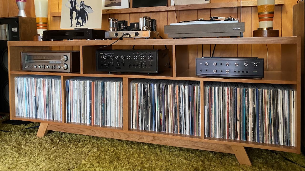 media cabinet with records