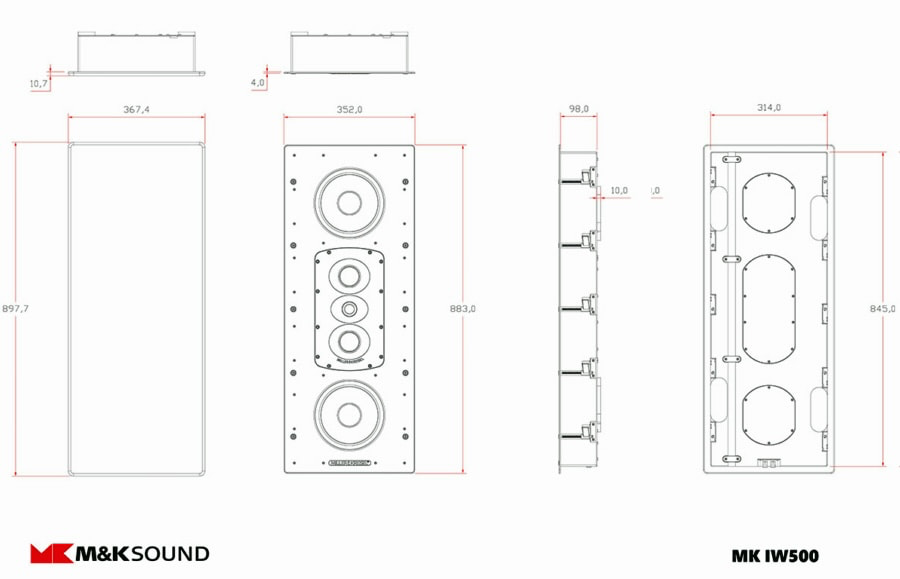 M&K Sound IW500 THX In-Wall Speaker Diagram