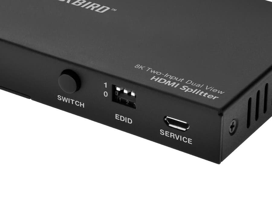 Monoprice Blackbird 8K HDMI Splitter/Switch Corner Closeup