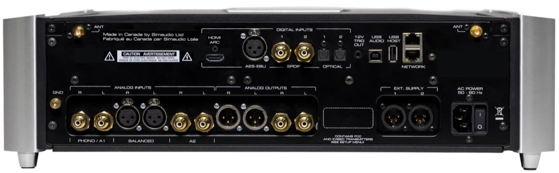 Rear view of Moon Audio 891 Network Player / Preamplifier