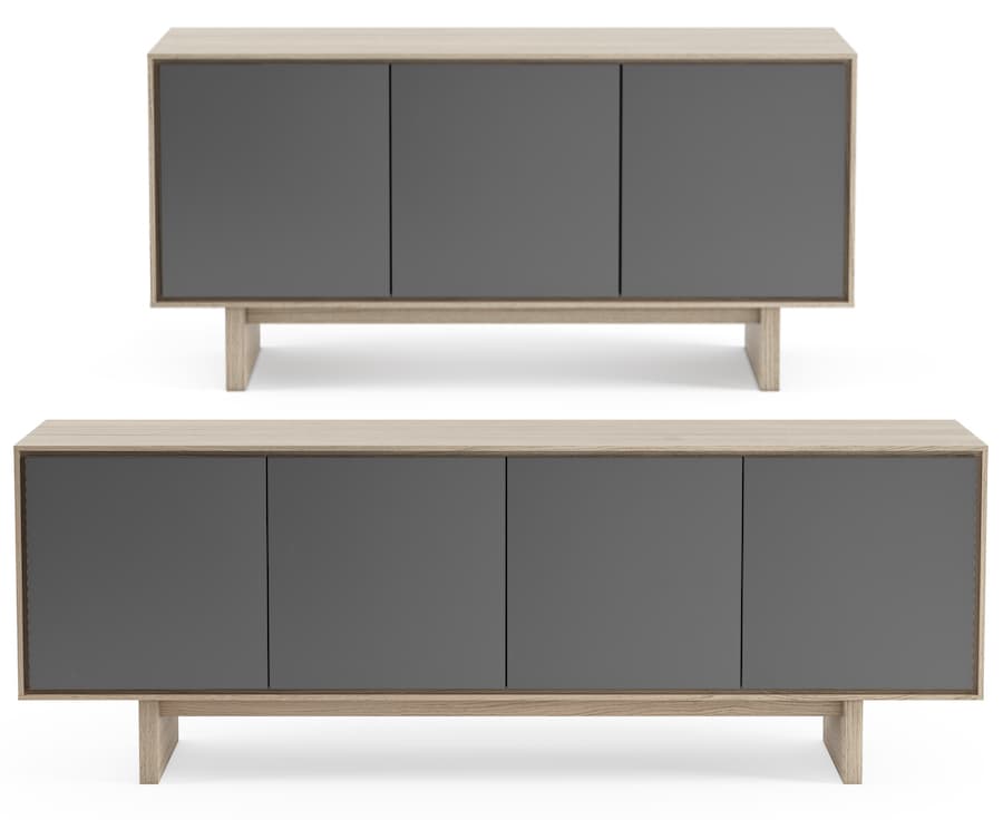 BDI Octave 8377 and 8379 Media Cabinets in Drift Oak