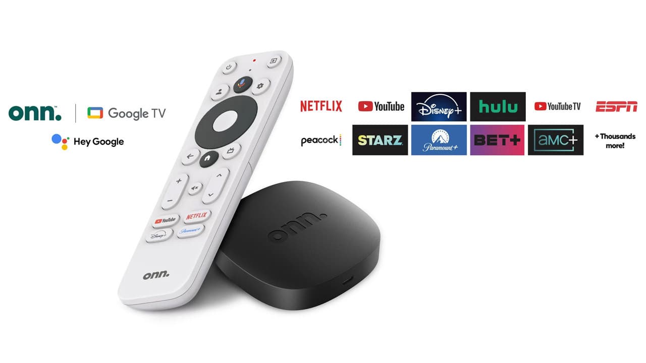 Onn Google TV 4K Streaming Box with Remote and Apps