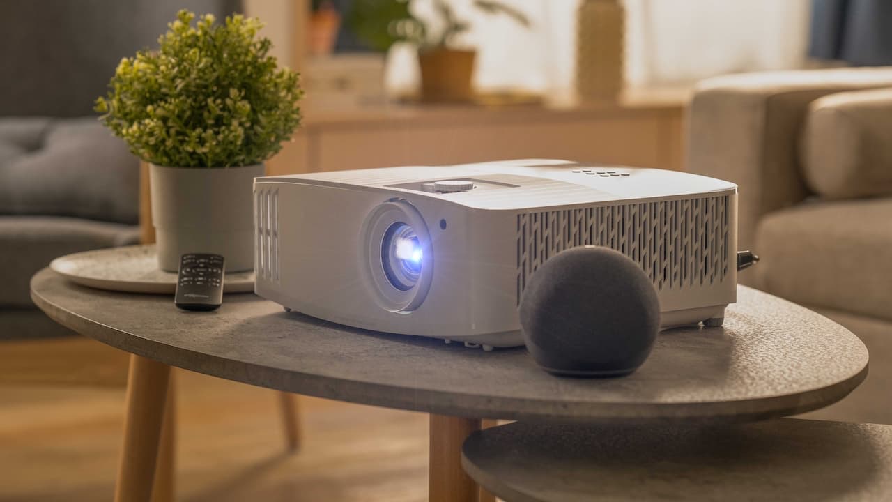 Optoma UHD55 4K Projector Lifestyle Angle