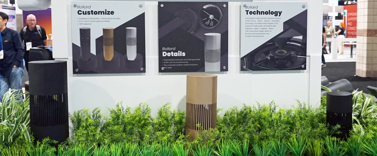 Origin Acoustics Ambisonic Bollard Outdoor Speakers at CEDIA 2023