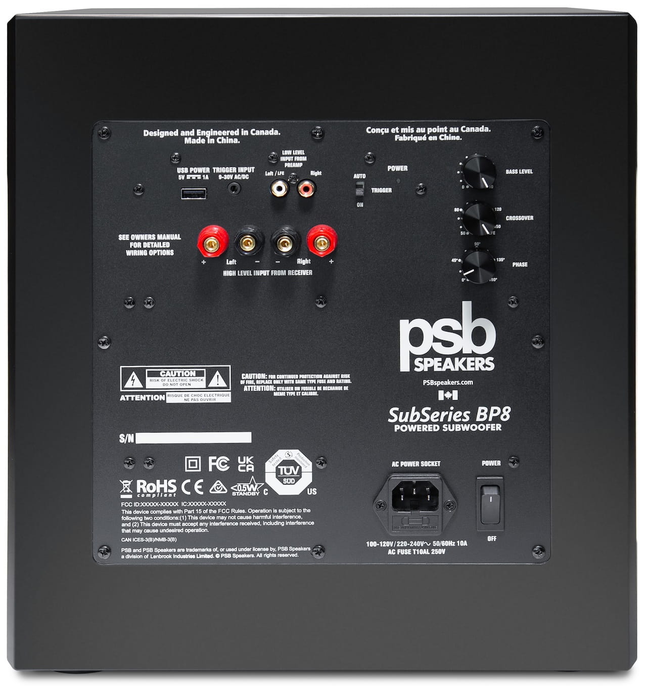 PSB Speakers SubSeries BP8 Powered Subwoofer Rear Inputs