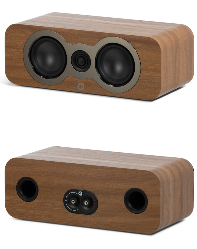 Q Acoustics 3090c Center Channel Speaker Front and Back in Pin Oak