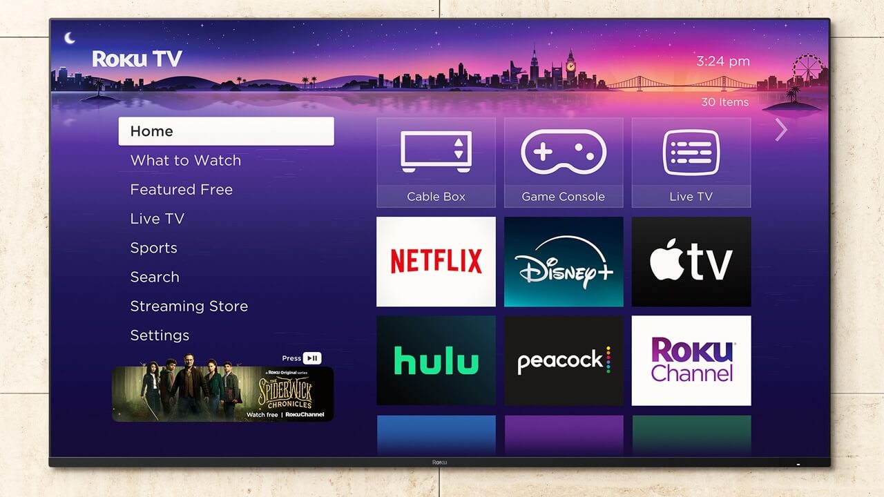 2024 Roku Pro Series TV Homescreen