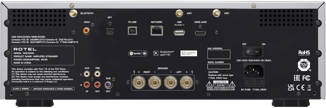 Rotel RAS-5000 Integrated Streaming Amplifier Rear Silver