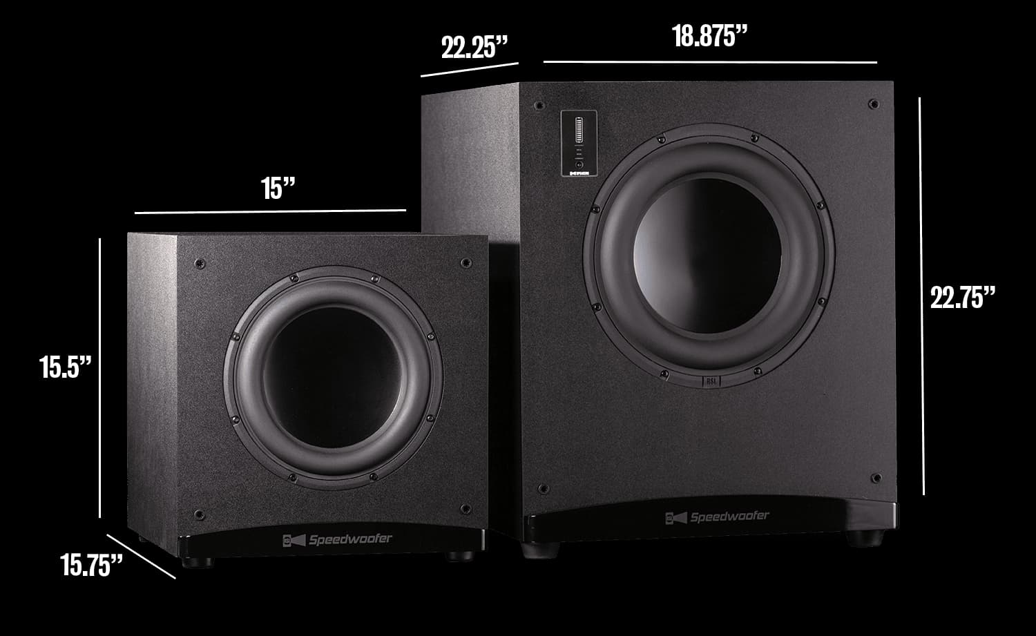 RSL Speedwoofer 10S vs. 12S Subwoofer Dimensions