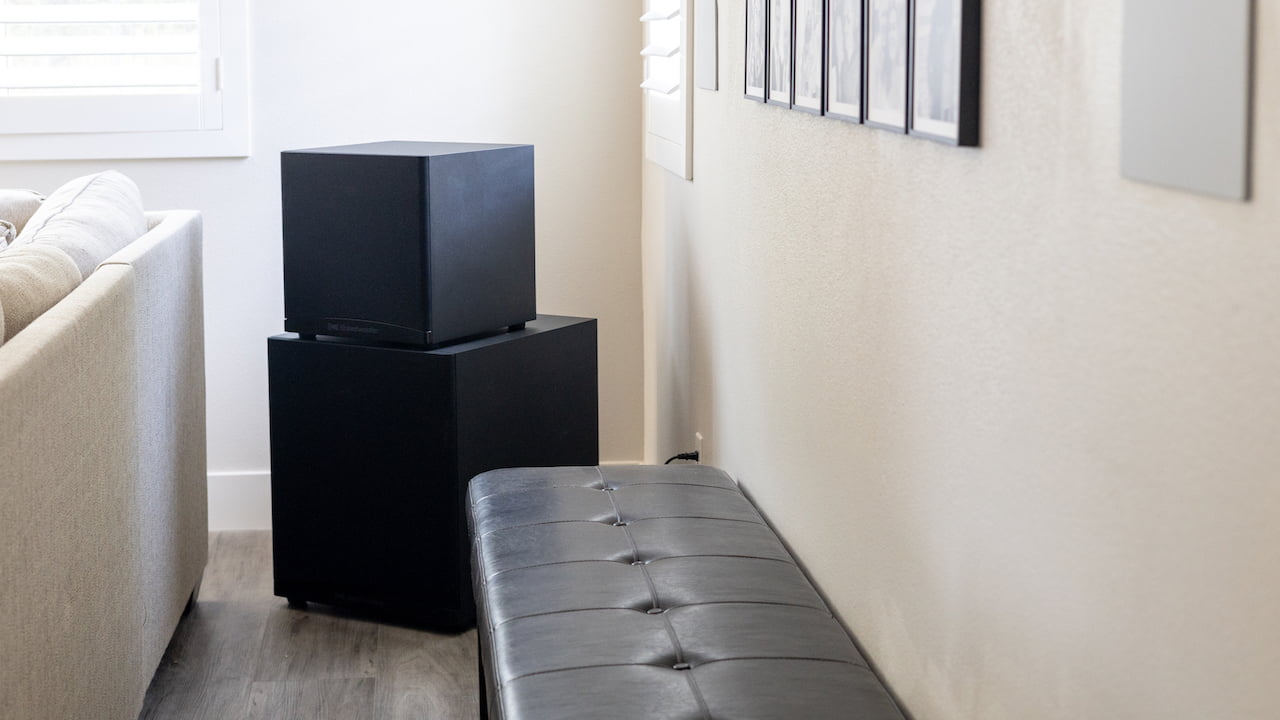 RSL Speedwoofer 10S MKII and 12S Subwoofers Stacked Black with Grille