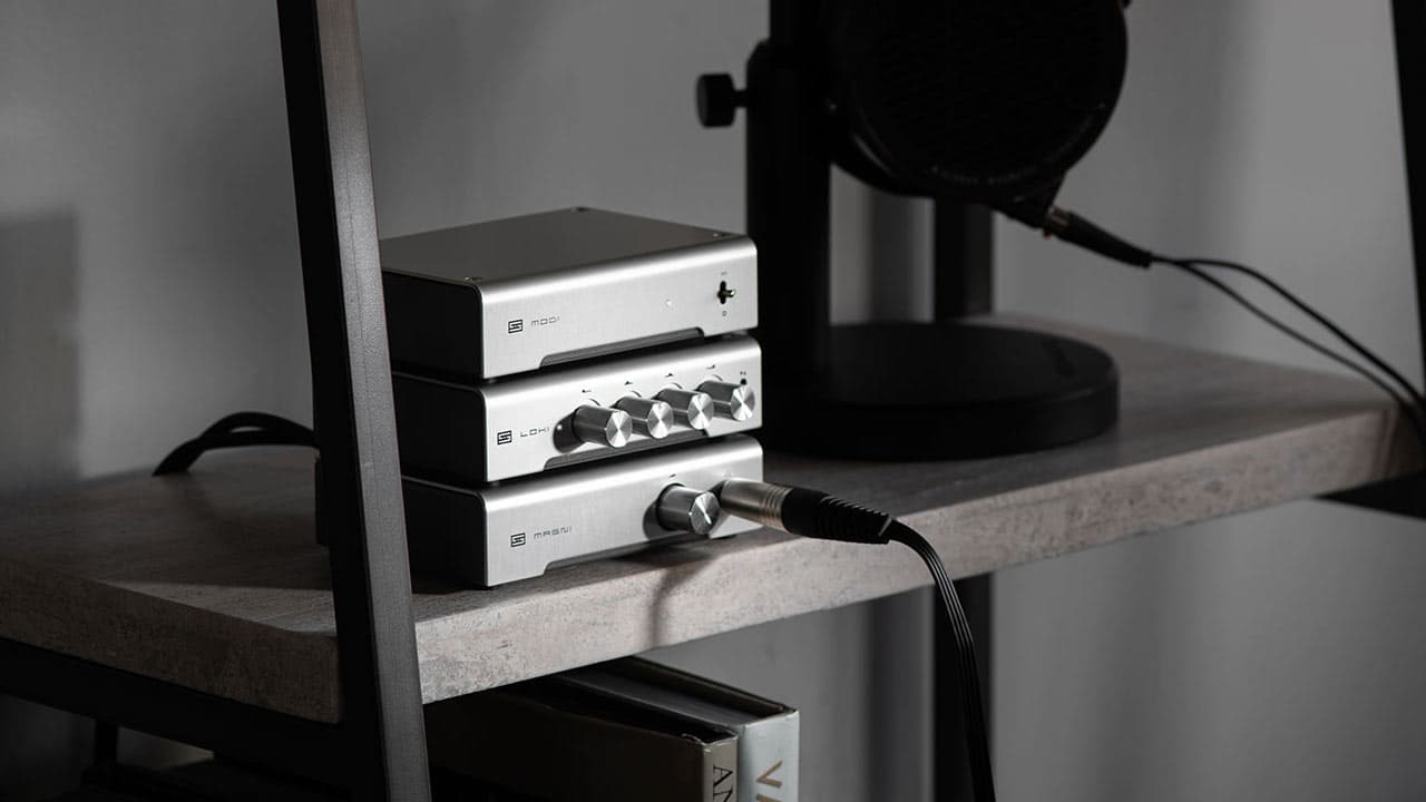 Schiit Audio Loki Mini+ Equalizer between Magni (bottom) and Modi (top)