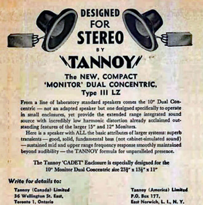 Tannoy Type III LZ (Monitor Z) 1967 Promo Sheet